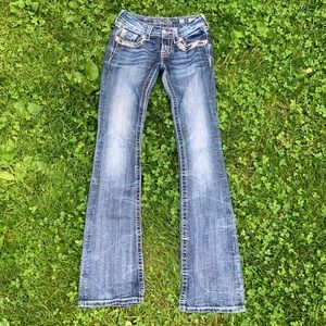 MissMe Low Rise Y2K Bedazzled Rhinestone Jeans